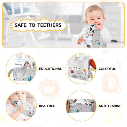 SNOWIE SOFT® Rabbit Baby Books 0-6 Months Baby Toys 6-12 Months, Nontoxic Fabric Soft Baby Cloth Books, Early Educational Activity Baby Sensory Toy, Waterproof Soft Books for Toddler Shower Gift