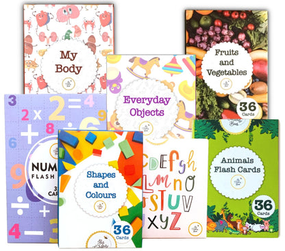 The Curious Bees - High Contrast New Born Anti-Glare Cards | 24 Objects for Visual Stimulation, Cognitive & Sensory Development of 0-6 Month Old Infants