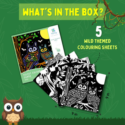 PepPlay Velvet Coloring Card Kits (Themes- Wild, Ocean, and Travel) - Aaram Parents