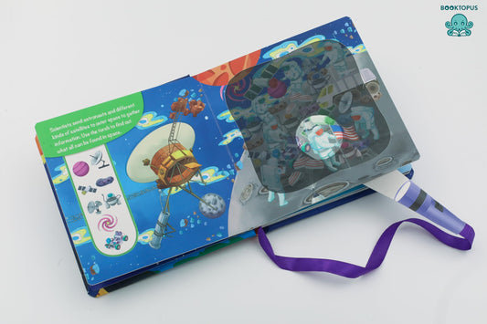 Booktopus Torch Discovery Book - Super Space Hidden Picture Book with Torch - Learning Activity Books for Kids 4+ Years - Interactive Book