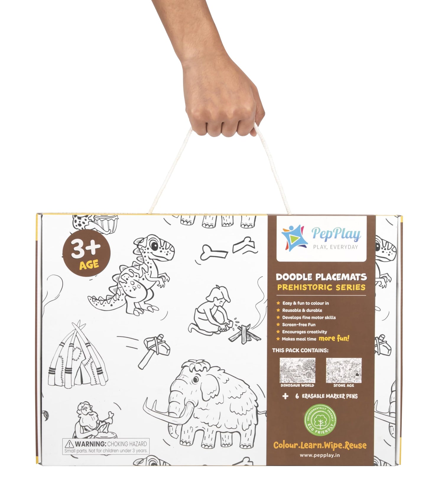 PepPlay Doodle Placemats- 5 Variants to Choose From (Ocean & Wild, Find & Colour, Prehistoric, Educational, and Vehicles) - Aaram Parents