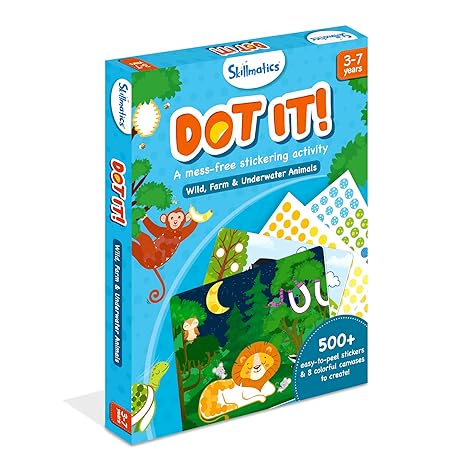 Skillmatics Dot it! Wild, Farm and Underwater Animals Sticker Craft Kit - Aaram Parents