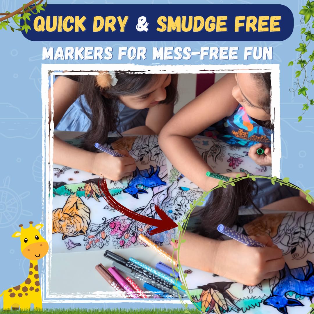 PepPlay Doodle Placemats- 5 Variants to Choose From (Ocean & Wild, Find & Colour, Prehistoric, Educational, and Vehicles) - Aaram Parents