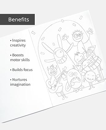Coloring and painting book for kids- premium art paper with artist drawings- Monster musicals - Aaram Parents
