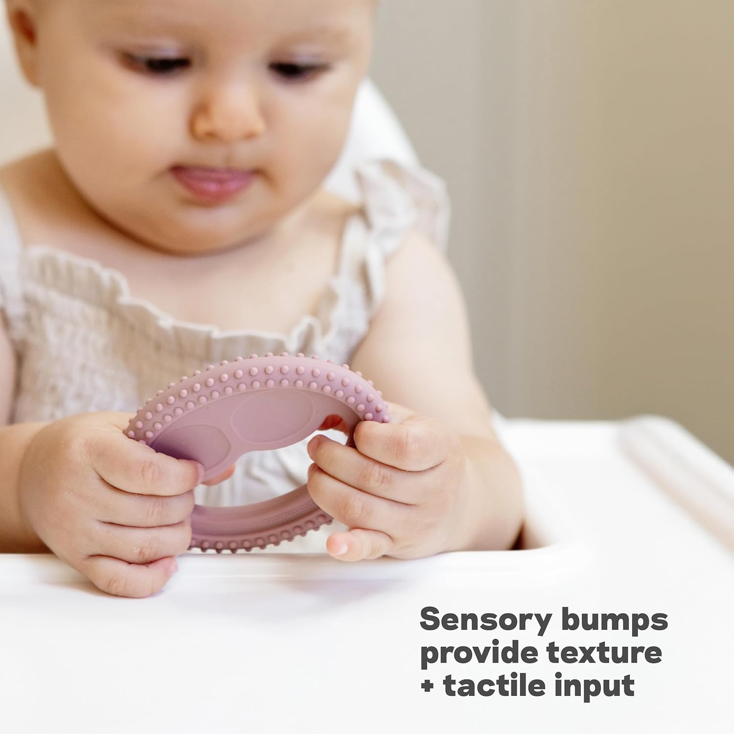 ezpz Oral Development Tools (3 Pack) - Non-Slip Loop, Smile and Stick, 100% Soft Silicone Tools That Encourage Speech Sound, Pre Feeding + Chewing - Sensory Bumps + Tactile Input - 3 Months+ (Pewter)
