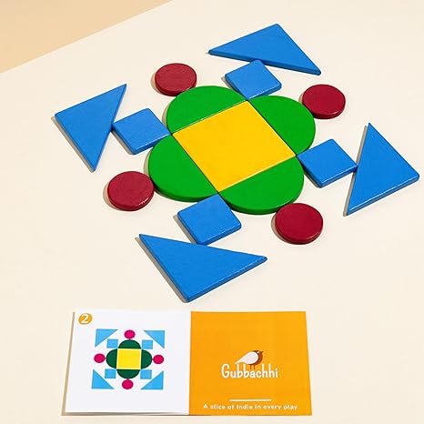 Gubbachhi Rangoli Wooden Puzzle - 26 Pieces - Aaram Parents