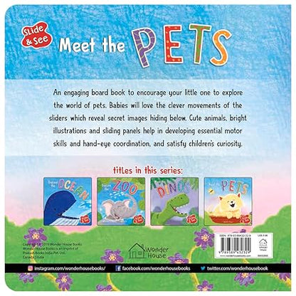 Slide And See - Meet The Pets : Sliding Novelty Board Book For Kids - Aaram Parents