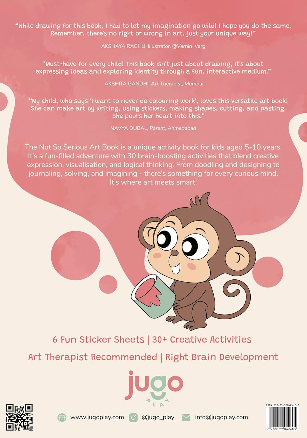 Jugo Play Not So Serious Art Book | Age 5+ | 30+ Creative Activities | 6 Fun Sticker Sheets