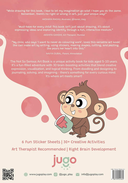 Jugo Play Not So Serious Art Book | Age 5+ | 30+ Creative Activities | 6 Fun Sticker Sheets