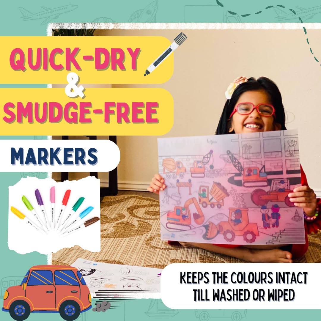 PepPlay Doodle Placemats- 5 Variants to Choose From (Ocean & Wild, Find & Colour, Prehistoric, Educational, and Vehicles) - Aaram Parents
