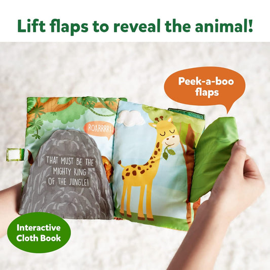 Skillmatics Peek-A-Boo Jungle Book - Soft Cloth Book for Baby, Infant & Toddler Toys, Crinkle Pages for Sensory Play, Gifts for Ages 6 Months and Up, Multicolor