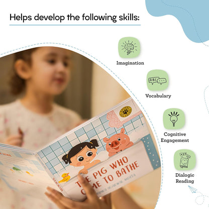 SAM & MI The Pig Who Came to Bathe - Board Book for Toddlers and Babies That Makes Bathtime Fun, Early Learning and Reading Picture Books for Kids