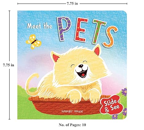 Slide And See - Meet The Pets : Sliding Novelty Board Book For Kids - Aaram Parents