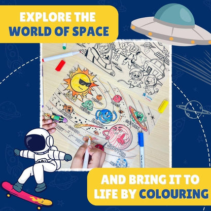 PepPlay Doodle Placemats- 3 Variants to Choose From (Space Series, Heroes & Monsters, and Magical Land) - Aaram Parents