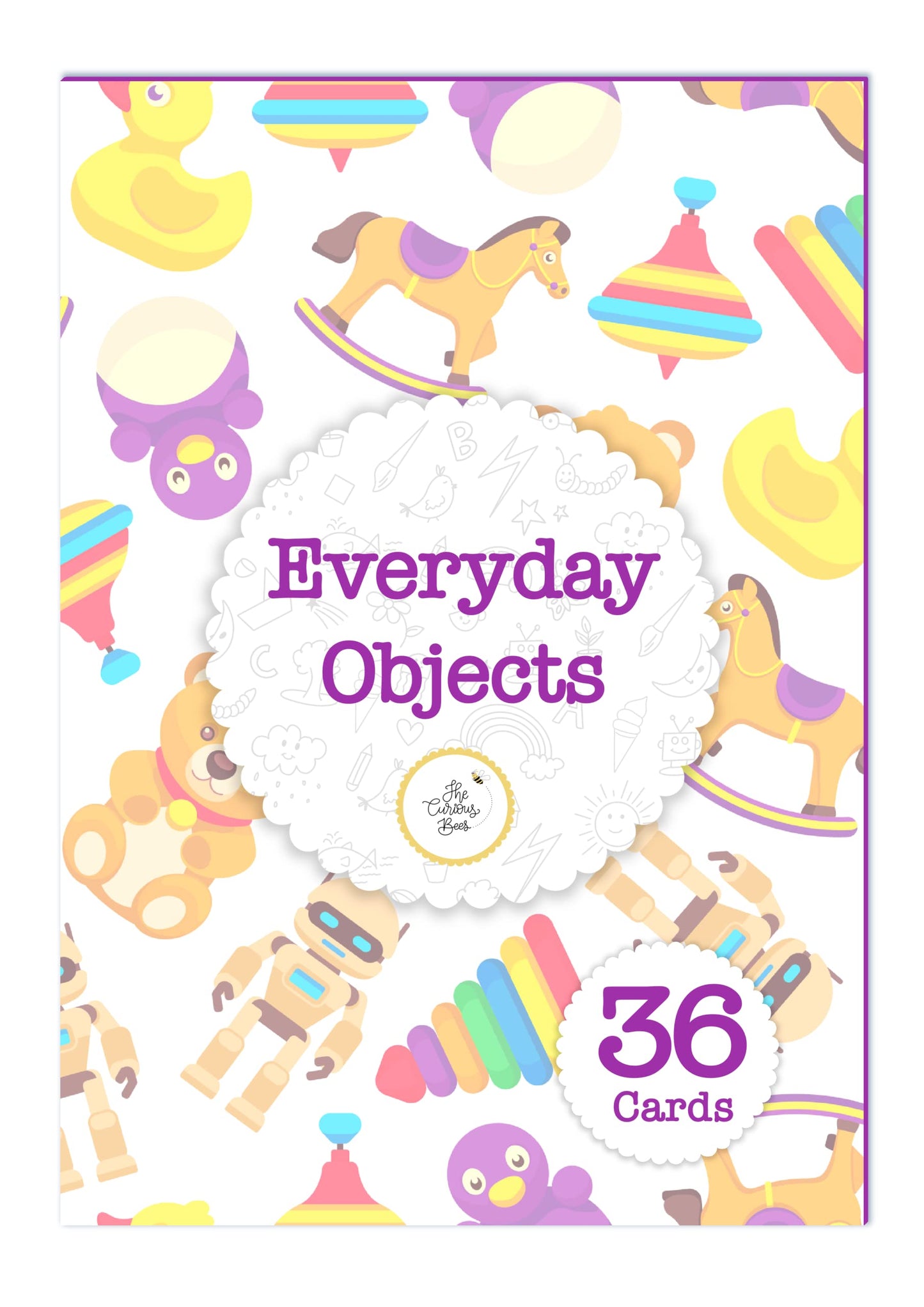The Curious Bees - High Contrast New Born Anti-Glare Cards | 24 Objects for Visual Stimulation, Cognitive & Sensory Development of 0-6 Month Old Infants
