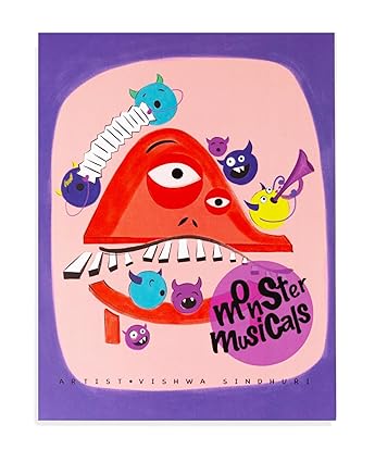 Coloring and painting book for kids- premium art paper with artist drawings- Monster musicals - Aaram Parents
