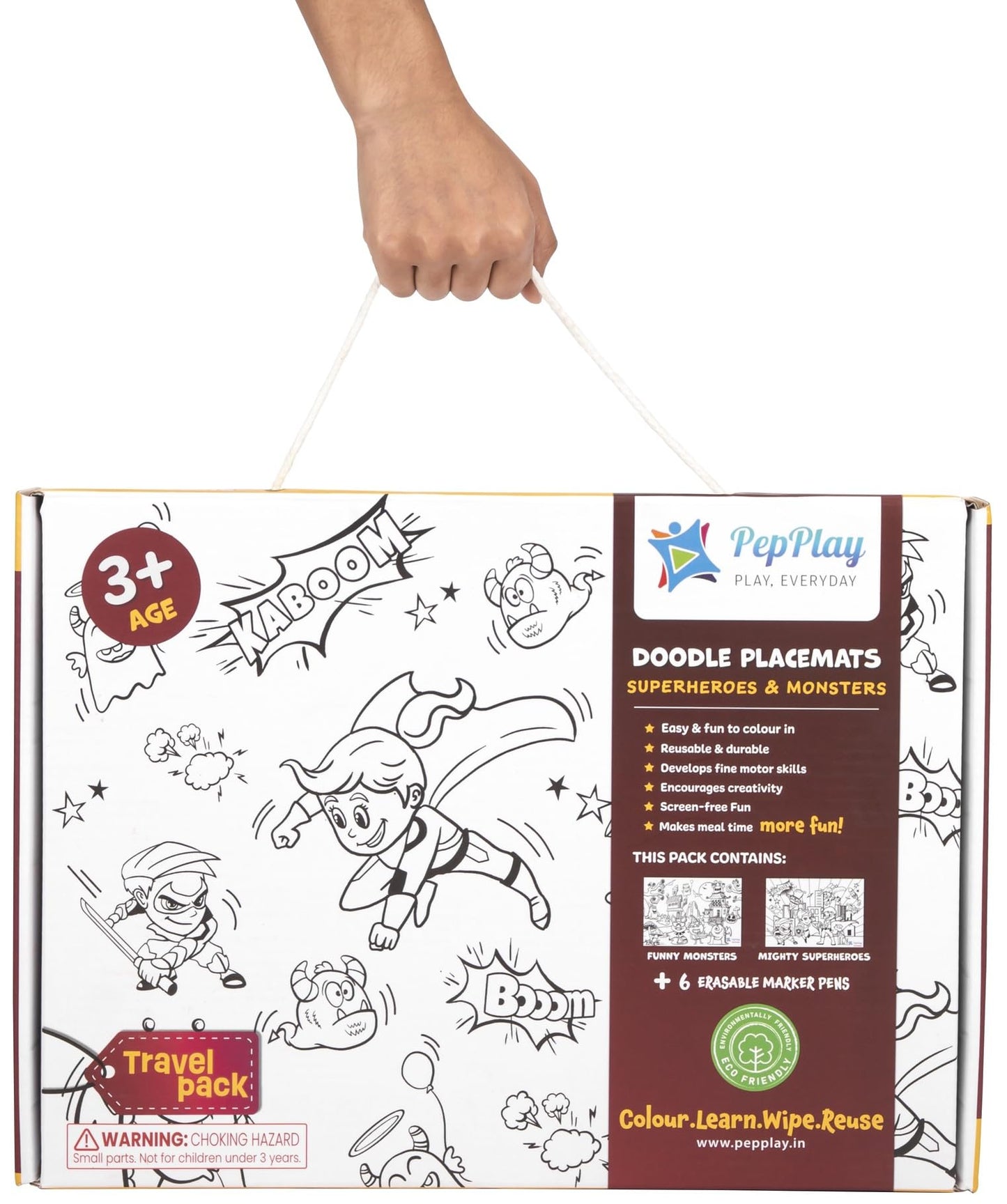 PepPlay Doodle Placemats- 3 Variants to Choose From (Space Series, Heroes & Monsters, and Magical Land) - Aaram Parents