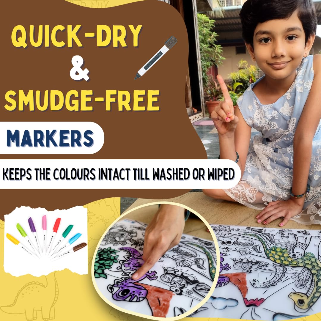 PepPlay Doodle Placemats- 5 Variants to Choose From (Ocean & Wild, Find & Colour, Prehistoric, Educational, and Vehicles) - Aaram Parents