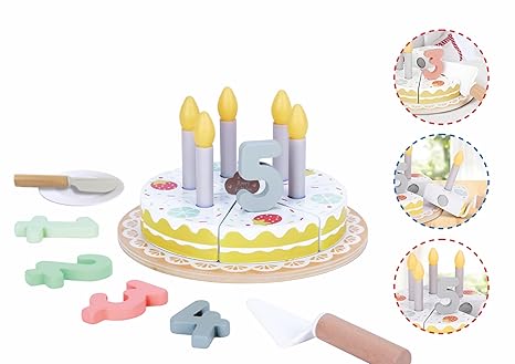 Open Ended Wooden Birthday Cake Set - Aaram Parents
