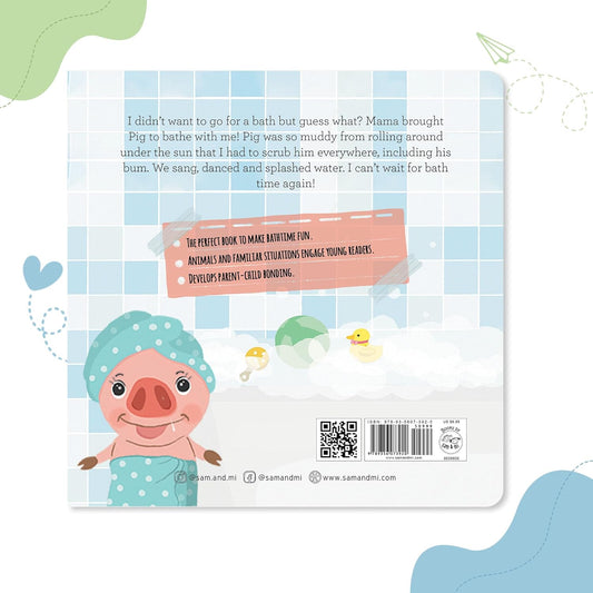 SAM & MI The Pig Who Came to Bathe - Board Book for Toddlers and Babies That Makes Bathtime Fun, Early Learning and Reading Picture Books for Kids
