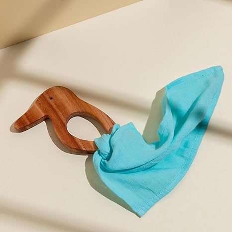 Gubbachhi Neem Wood Teethers with 100% Muslin Cloth - Aaram Parents