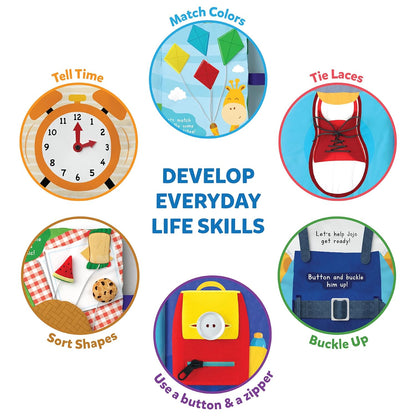 Skillmatics Quiet Book - Sensory Activity Book with 11 Interactive Daily Activities, Gifts for Kids Ages 18 Months to 4 Years,Multicolor