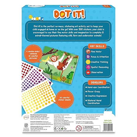 Skillmatics Dot it! Wild, Farm and Underwater Animals Sticker Craft Kit - Aaram Parents