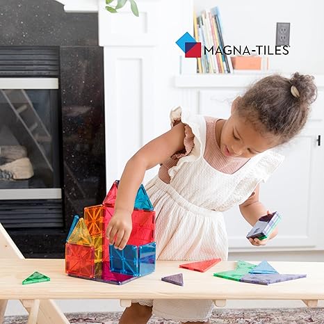 Magna-Tiles Magnetic Building Toys, Clear Colors Set (32 Pieces) - Aaram Parents