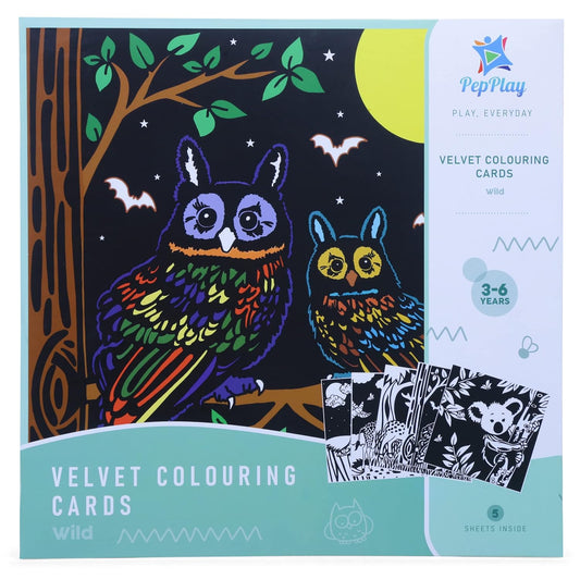 PepPlay Velvet Coloring Card Kits (Themes- Wild, Ocean, and Travel) - Aaram Parents