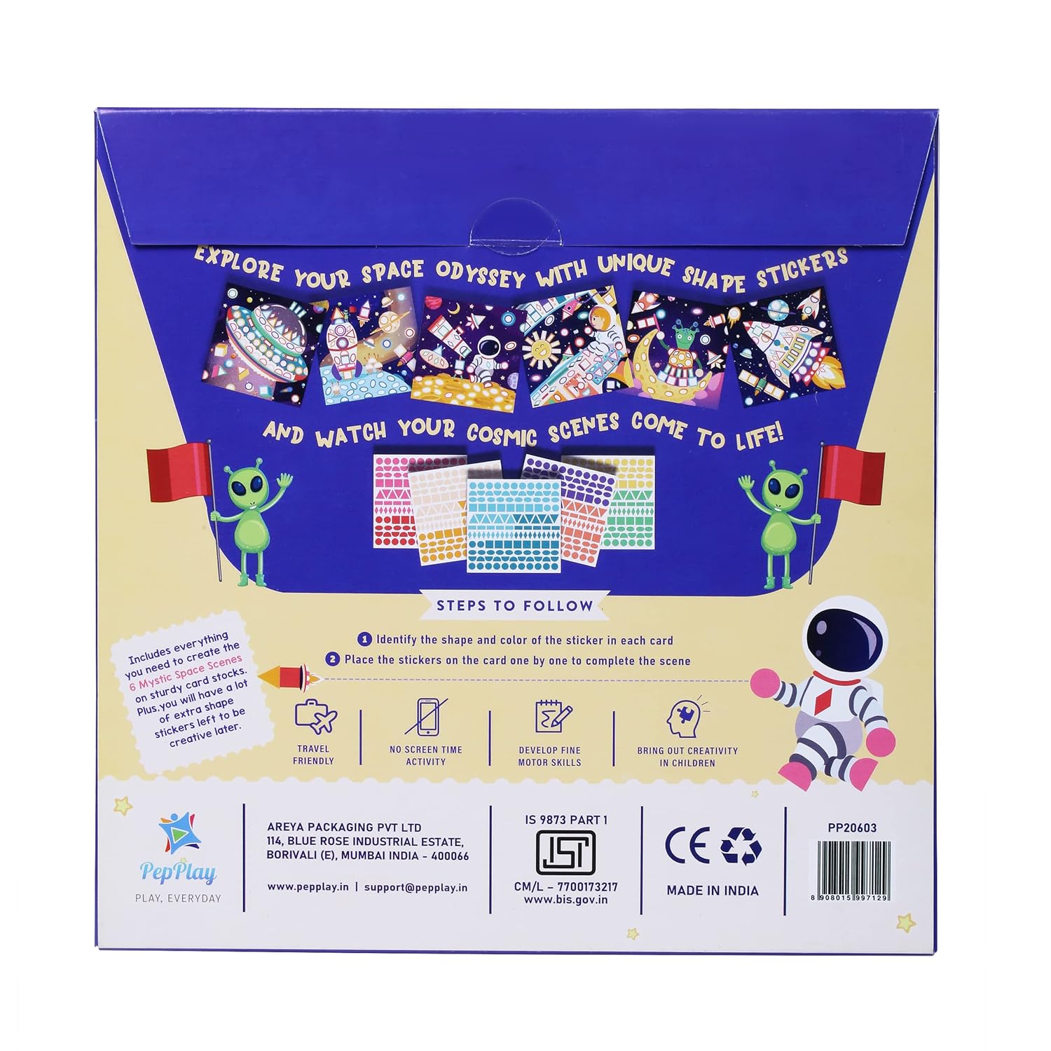 PepPlay Cardboard Shape Sticker- Space Theme - Aaram Parents