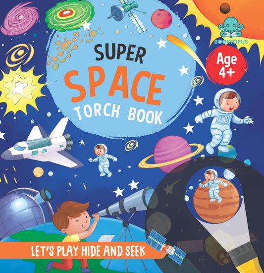 Booktopus Torch Discovery Book - Super Space Hidden Picture Book with Torch - Learning Activity Books for Kids 4+ Years - Interactive Book