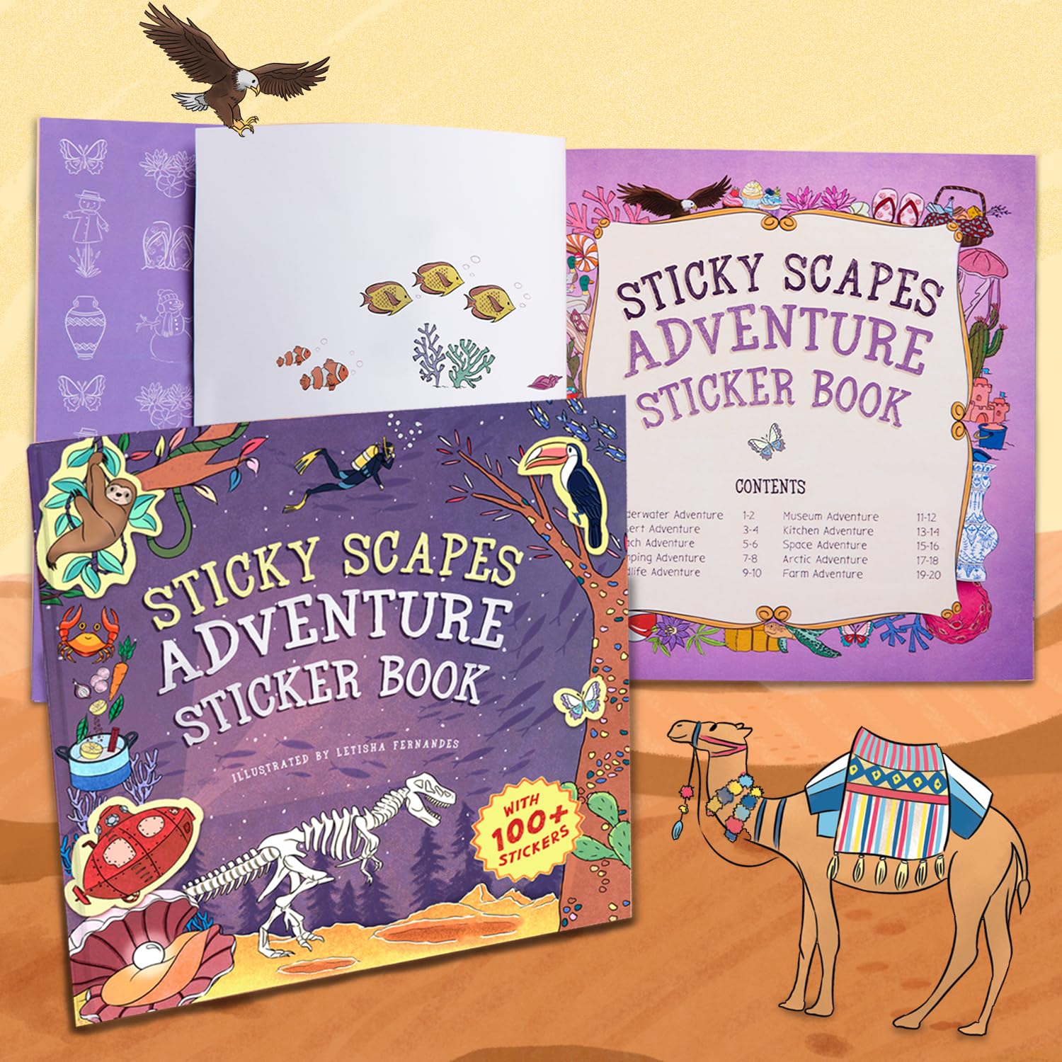Sticky Scapes Adventure Sticker Book for Kids with 100+ Stickers | Quick Learning Sticker Activity Book For Fun and Creativity | Daffodil Lane Books