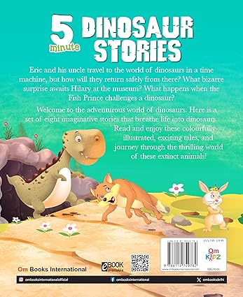 Story Book: 5 Minute Dinosaur Stories - Large Print Story Book - Aaram Parents