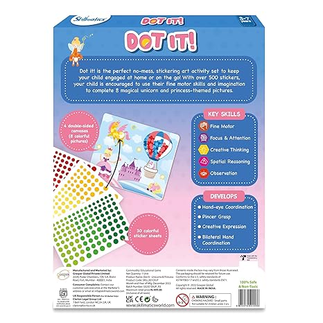 Skillmatics Dot It! Unicorn & Princesses Sticker Craft Kit - Aaram Parents