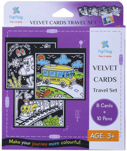 PepPlay Velvet Coloring Card Kits (Themes- Wild, Ocean, and Travel) - Aaram Parents