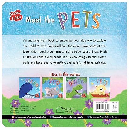 Slide And See - Meet The Pets : Sliding Novelty Board Book For Kids - Aaram Parents