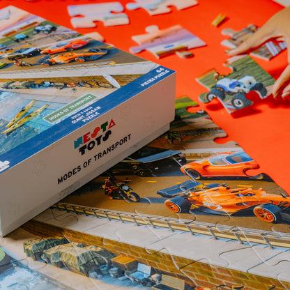 Nesta Toys - Educational Jigsaw Puzzles (64 Pcs) - 4 Variants: India Map, Modes of Transport, Prehistoric Park, Construction Site