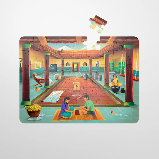 Aurva- The Courtyard - Vibrant Indian Countryside- 54pcs puzzle