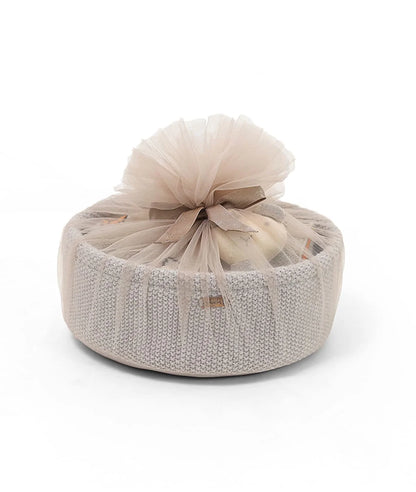 Pluchi Bunny Gift Basket (Set of 4 pcs - Storage Basket, Knitted Baby Blanket, Soft Toy, and Rattle)