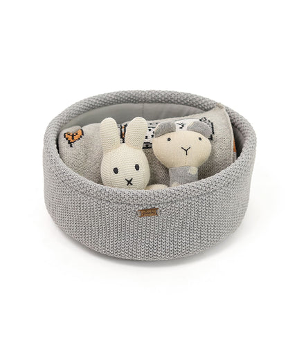 Pluchi Bunny Gift Basket (Set of 4 pcs - Storage Basket, Knitted Baby Blanket, Soft Toy, and Rattle)
