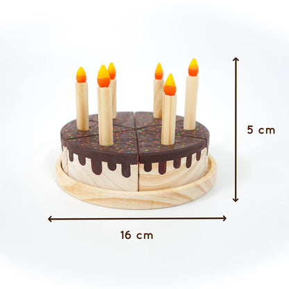 MoonToys- Wooden Chocolate Cake Toy with 6 Candles