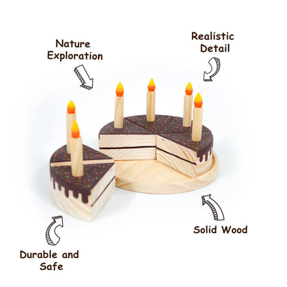 MoonToys- Wooden Chocolate Cake Toy with 6 Candles