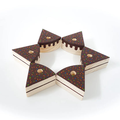 MoonToys- Wooden Chocolate Cake Toy with 6 Candles