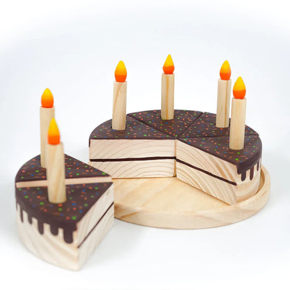 MoonToys- Wooden Chocolate Cake Toy with 6 Candles
