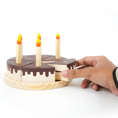 MoonToys- Wooden Chocolate Cake Toy with 6 Candles
