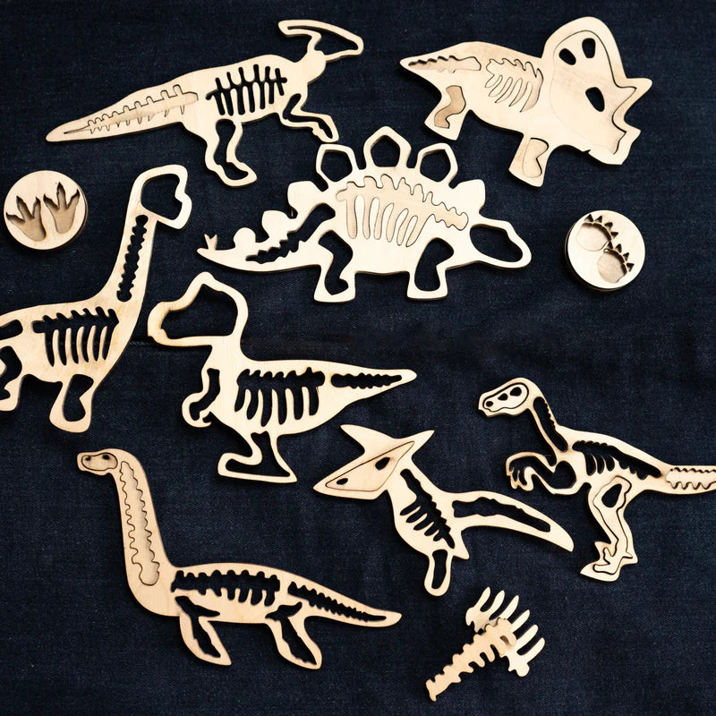Bombay Toy Co- Montessori Puzzle Toy | Dinosaur Fossil Puzzle Toy | Set of 4