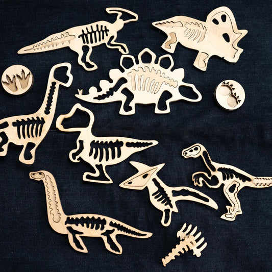 Bombay Toy Co- Montessori Puzzle Toy | Dinosaur Fossil Puzzle Toy | Set of 4