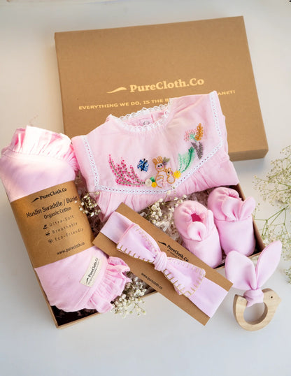 PureCloth.co Pink Easter Bunny Newborn Gift Hamper