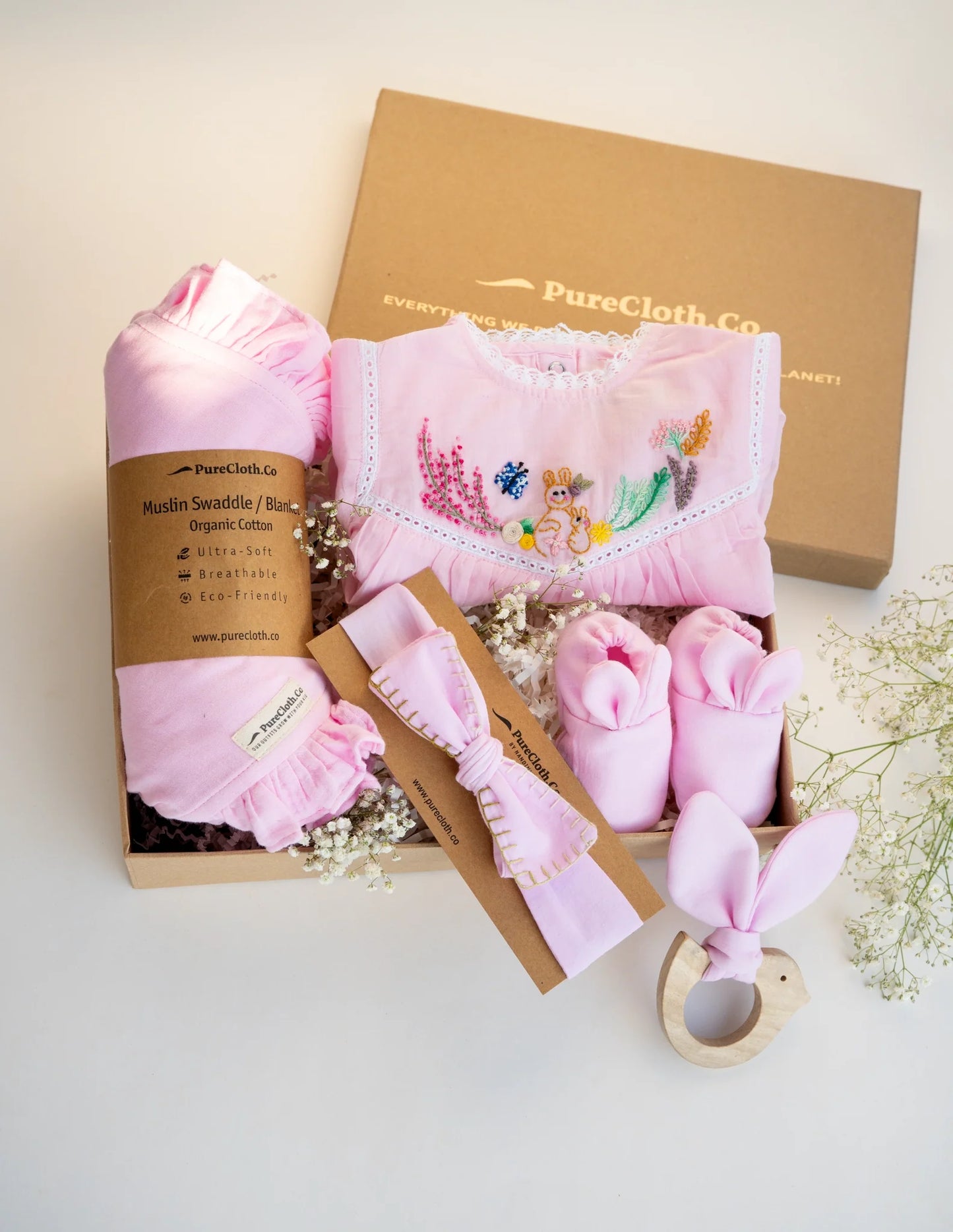 PureCloth.co Pink Easter Bunny Newborn Gift Hamper