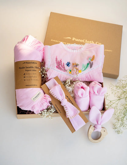 PureCloth.co Pink Easter Bunny Newborn Gift Hamper